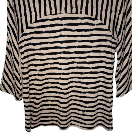 Dana Buchman Top Dressy Brown Black Stripes 3/4 Length Sleeves Size Small - Picture 3 of 8